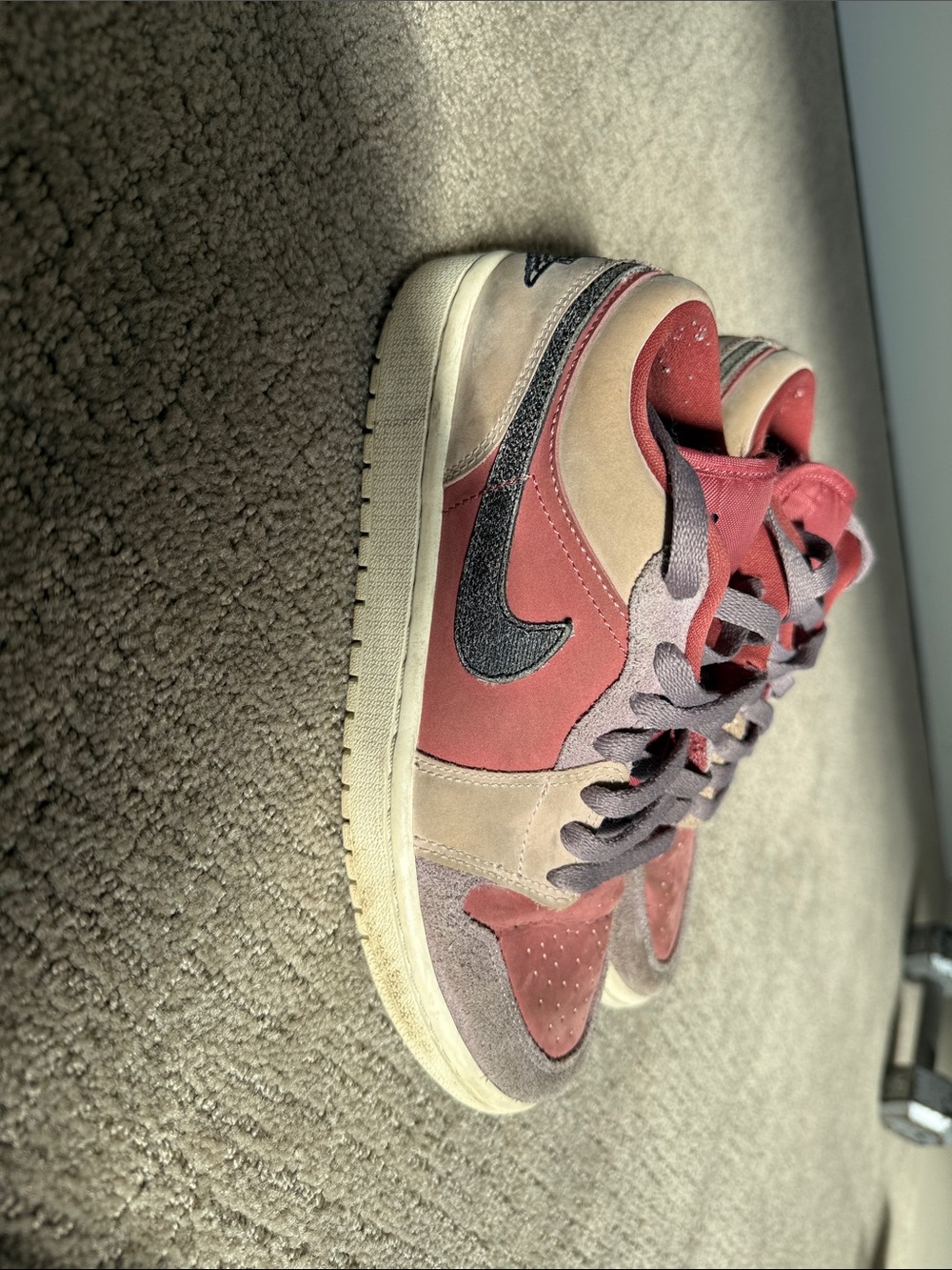 Jordan Beige Pink Red Low-Top Sneakers